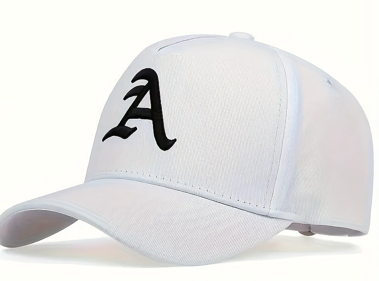 Casquette en coton brodée à lettres simples et coupe ajustable