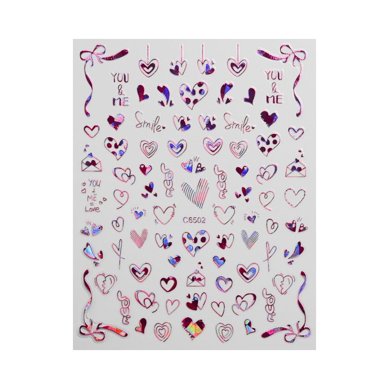 Autocollants pour ongles Love Laser Red pour la Saint-Valentin