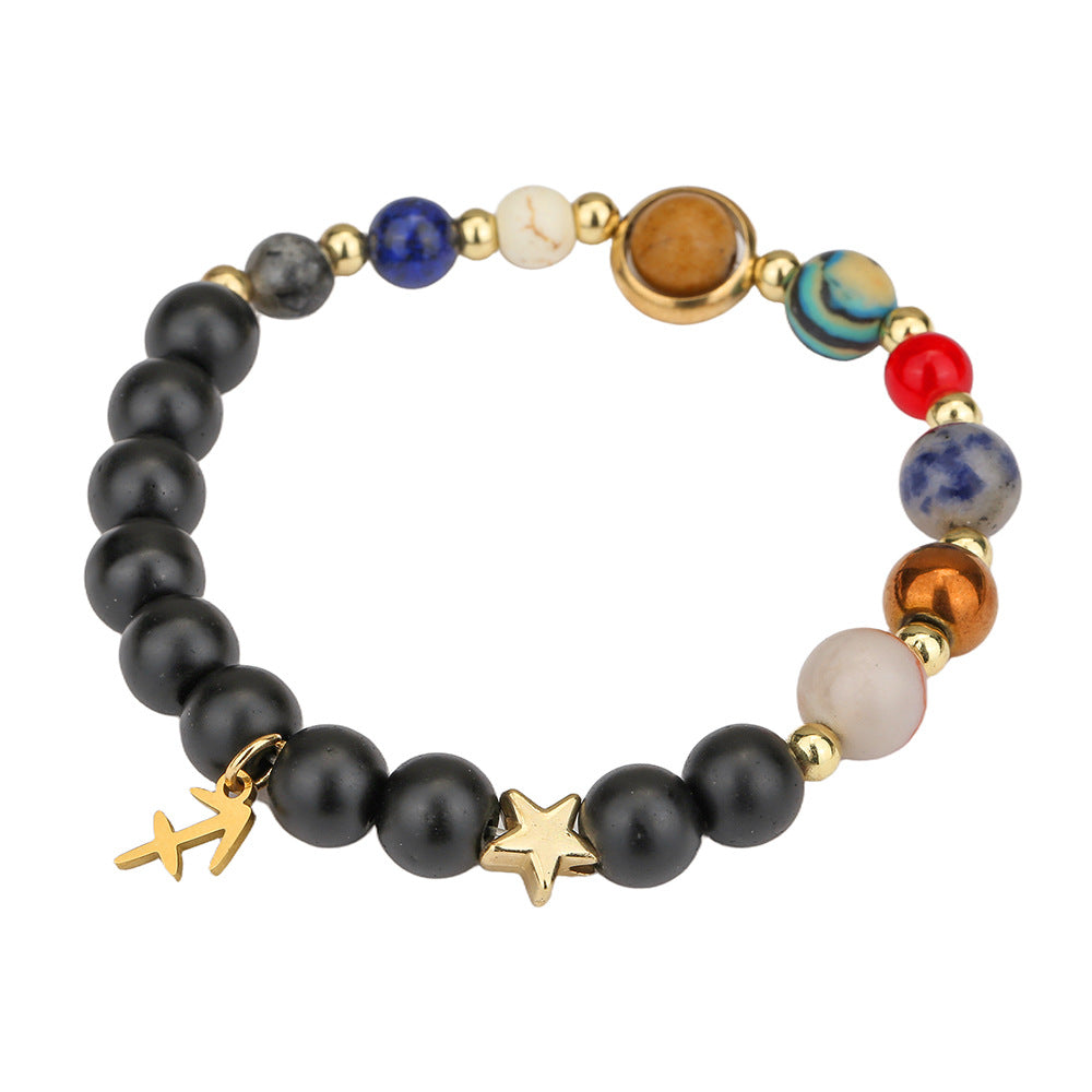 Fashion 12 Constellation Handmade Beaded Bracelet with Stainless Steel and Alloy