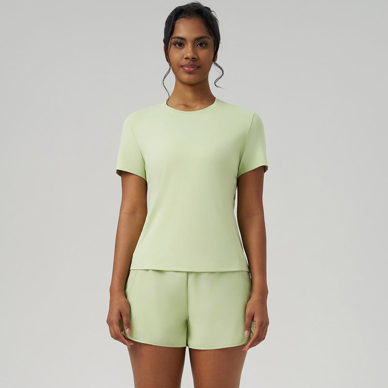 Conjunto informal de dos piezas de color liso y secado rápido para mujer