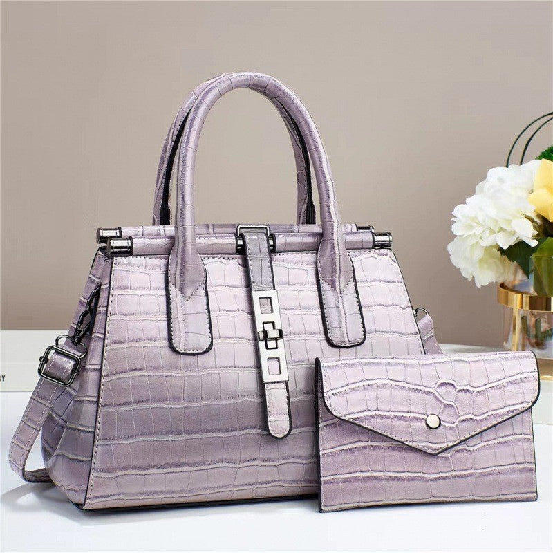 Women Fashionable Bright Leather Large Capacity Handbag
