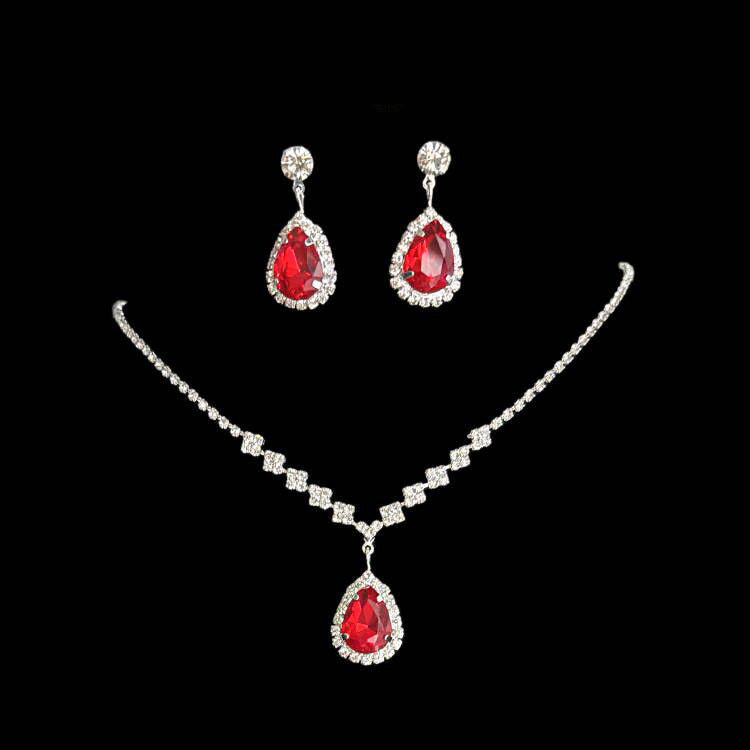Women Fashion Elegant Simple Earrings Necklace Two-Piece Set