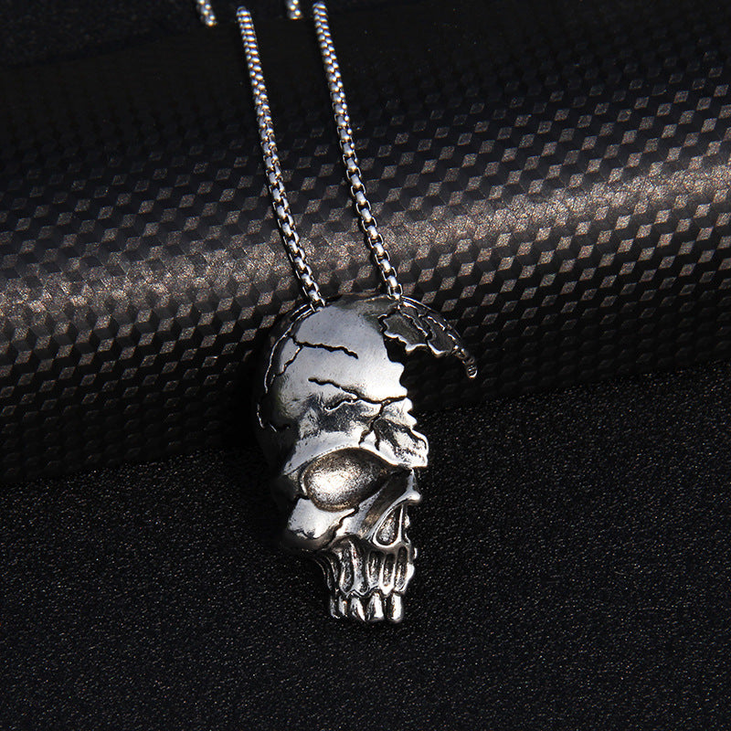 Collar unisex de Halloween con cruz de pez, calavera y mano de diablo