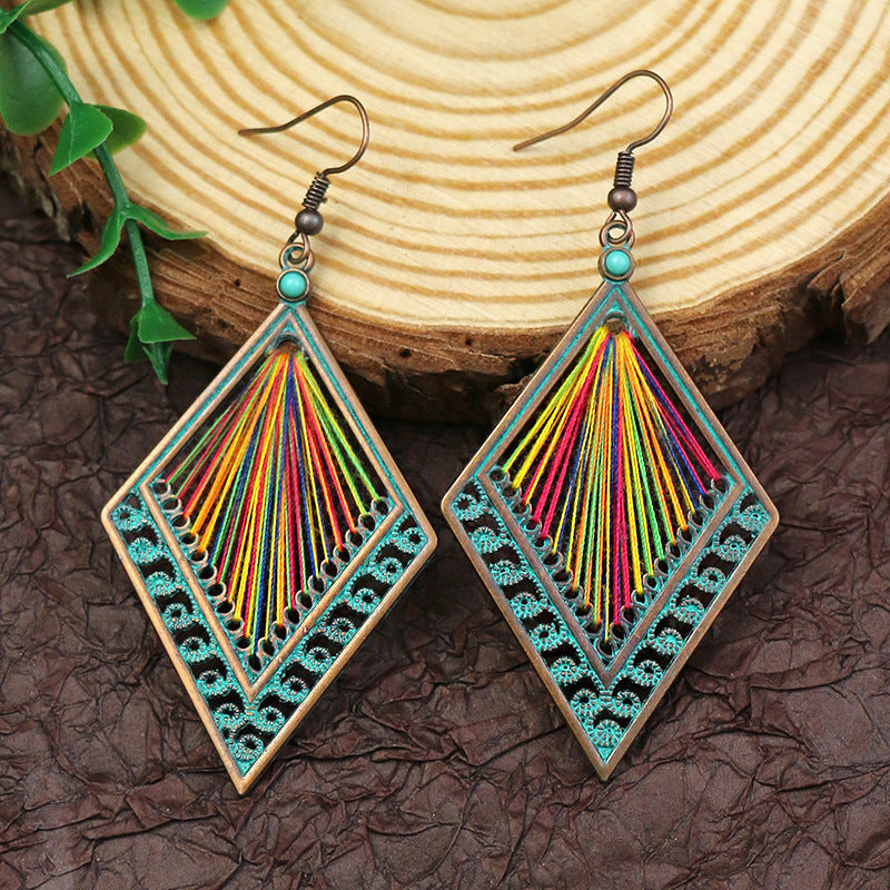 Boucles d'oreilles à pompons créatives de style ethnique bohème rétro