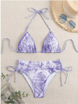 Bikini sexy con cuello halter y estampado a la moda para mujer