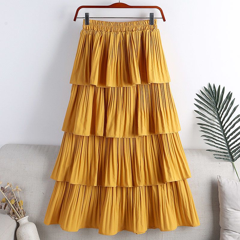 Women Casual Ruffle Chiffon High Waist Skirt Fashion