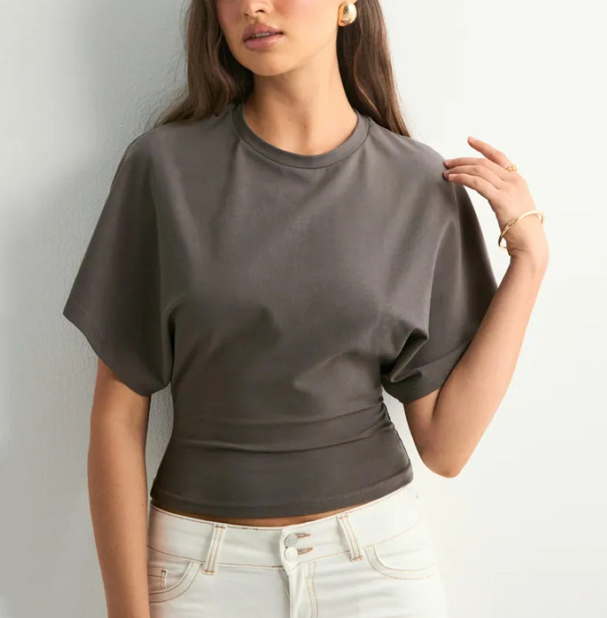 Camiseta informal de poliéster de manga corta para mujer