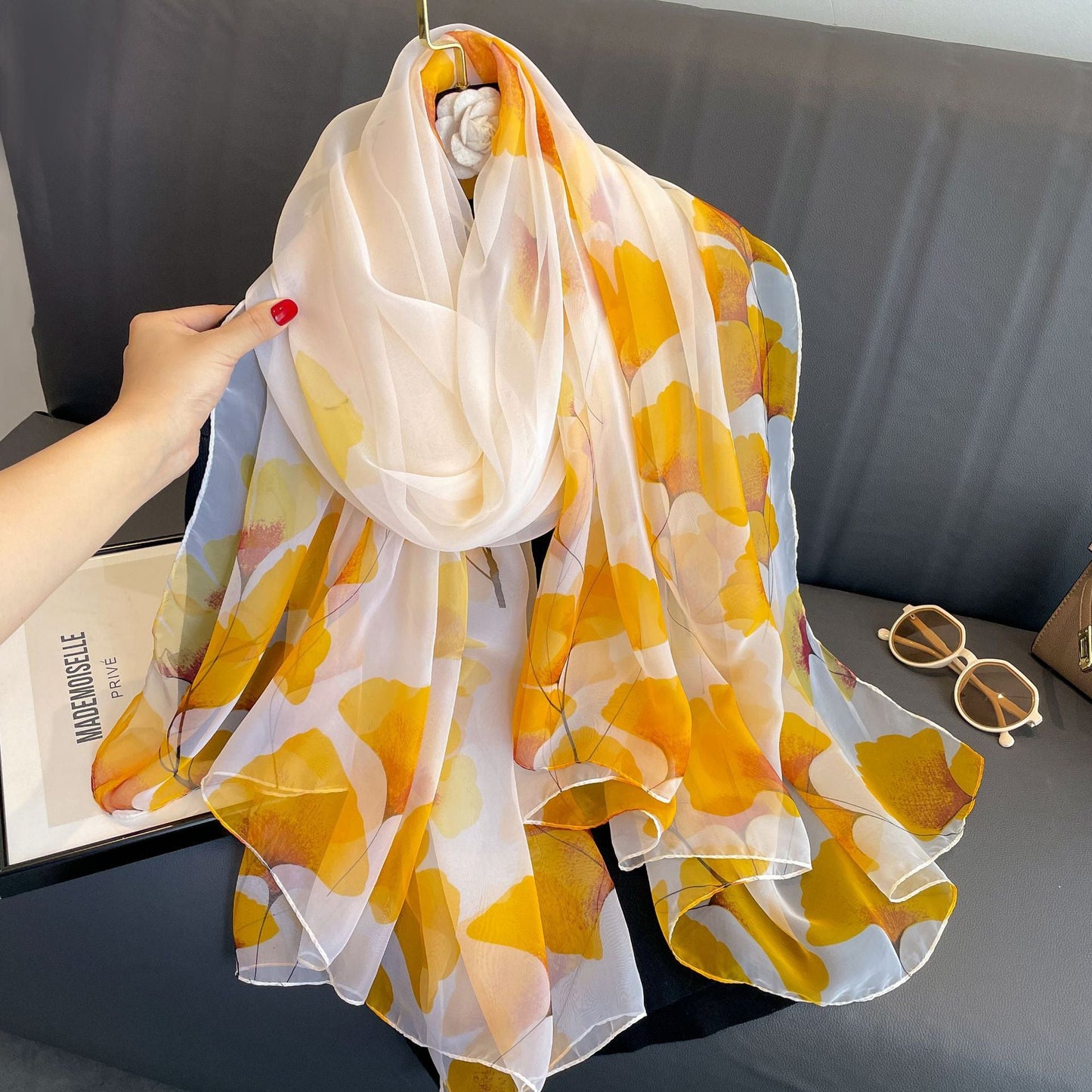 Bufanda de malla con estampado floral de moda de verano para mujer