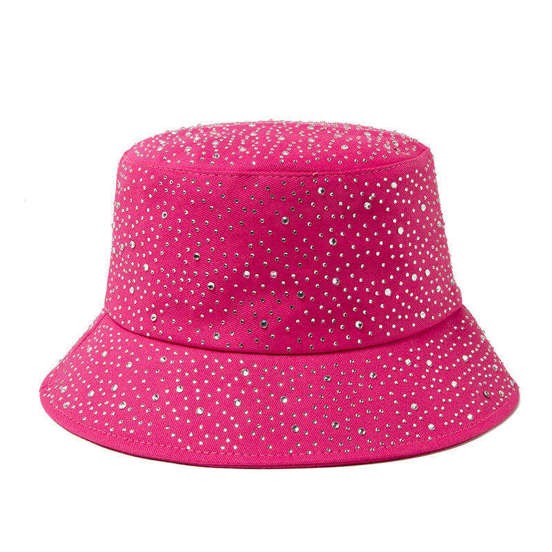Women Simple Fashion Rhinestone Sunshade Bucket Hats