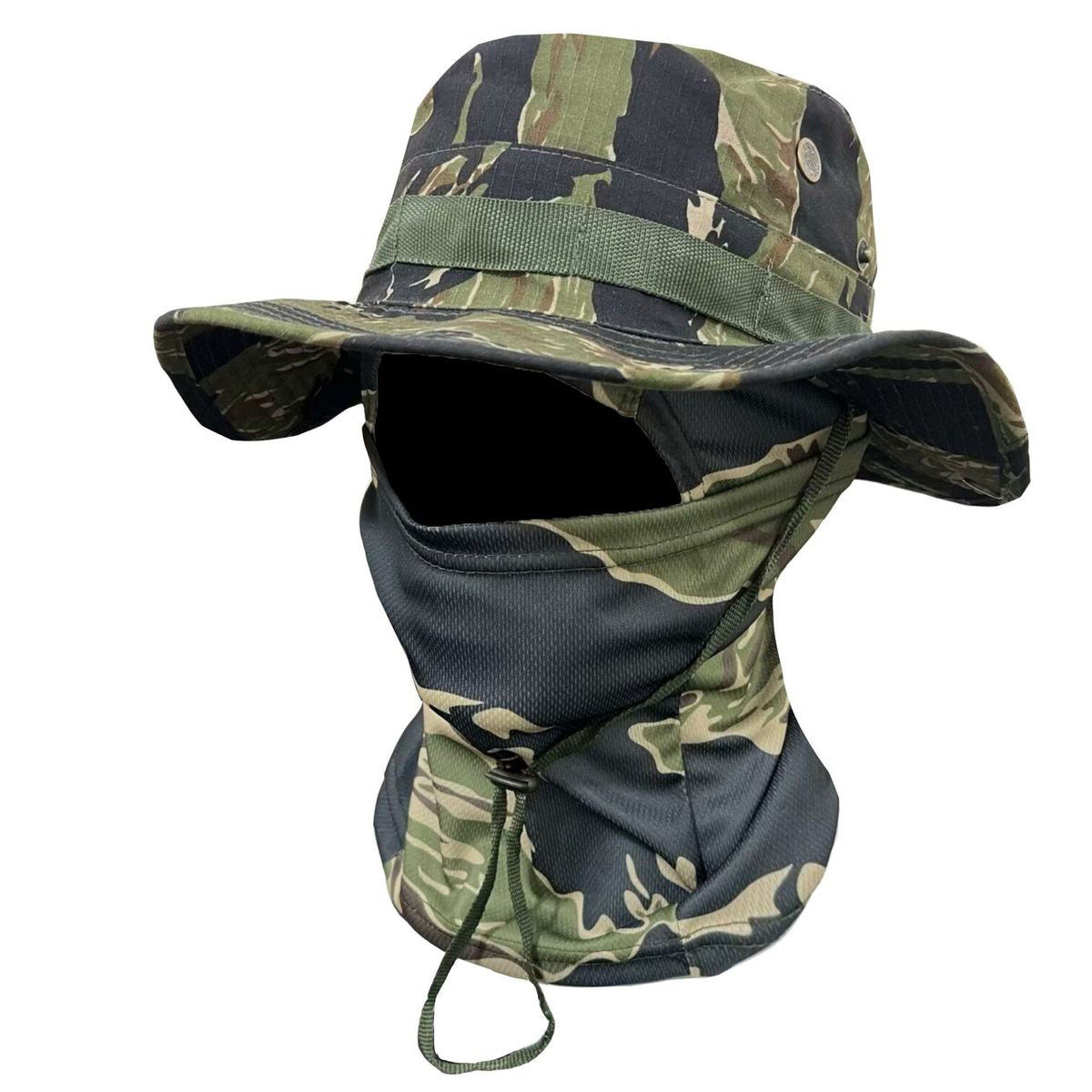 Sombrero Boonie de camuflaje resistente al viento para hombre con mascarilla