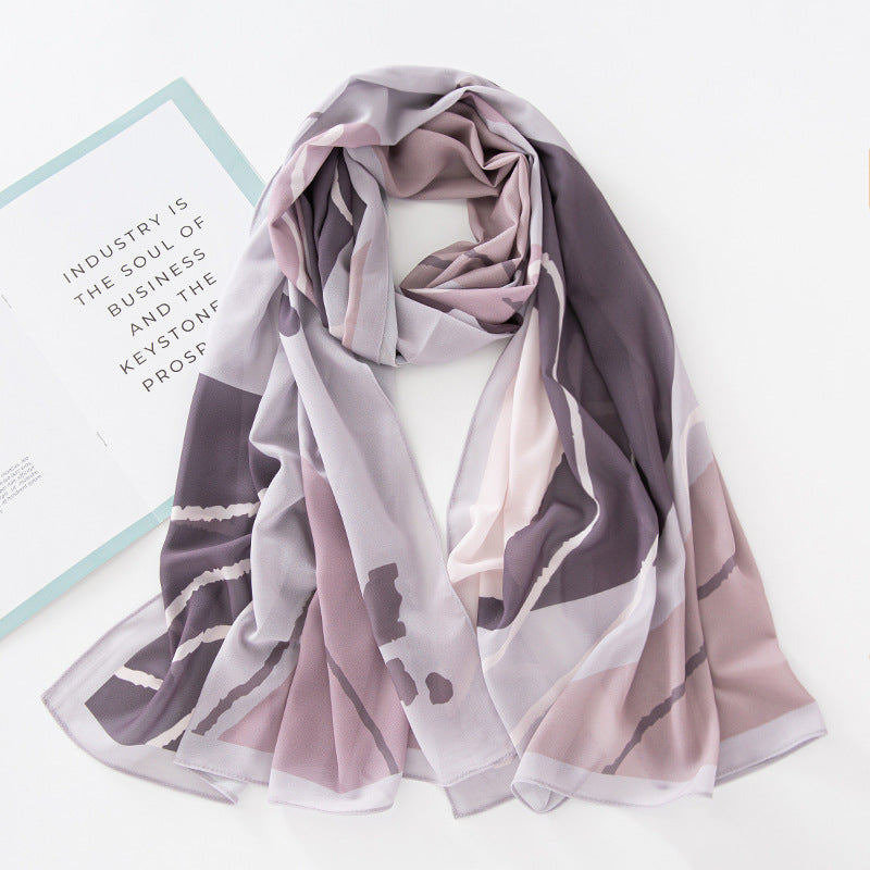 Women Summer Spring Floral Chiffon Long Scarf