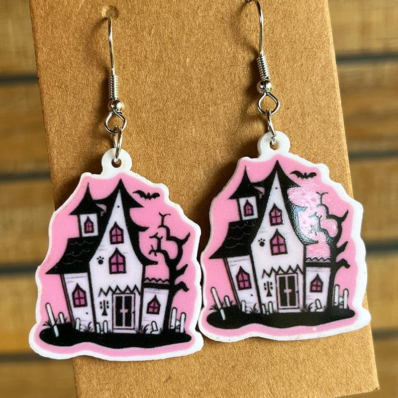 Halloween Women'S Cute Pumpkin Ghost Little Bat Skull Earrings