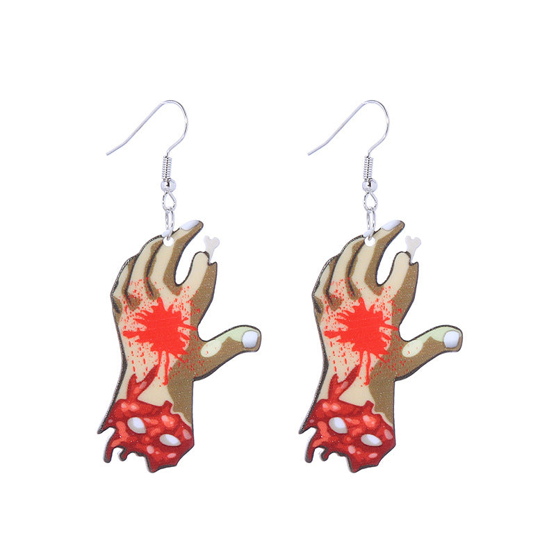 Halloween Women Funny Horror Ghost Bloodstain Acrylic Earrings