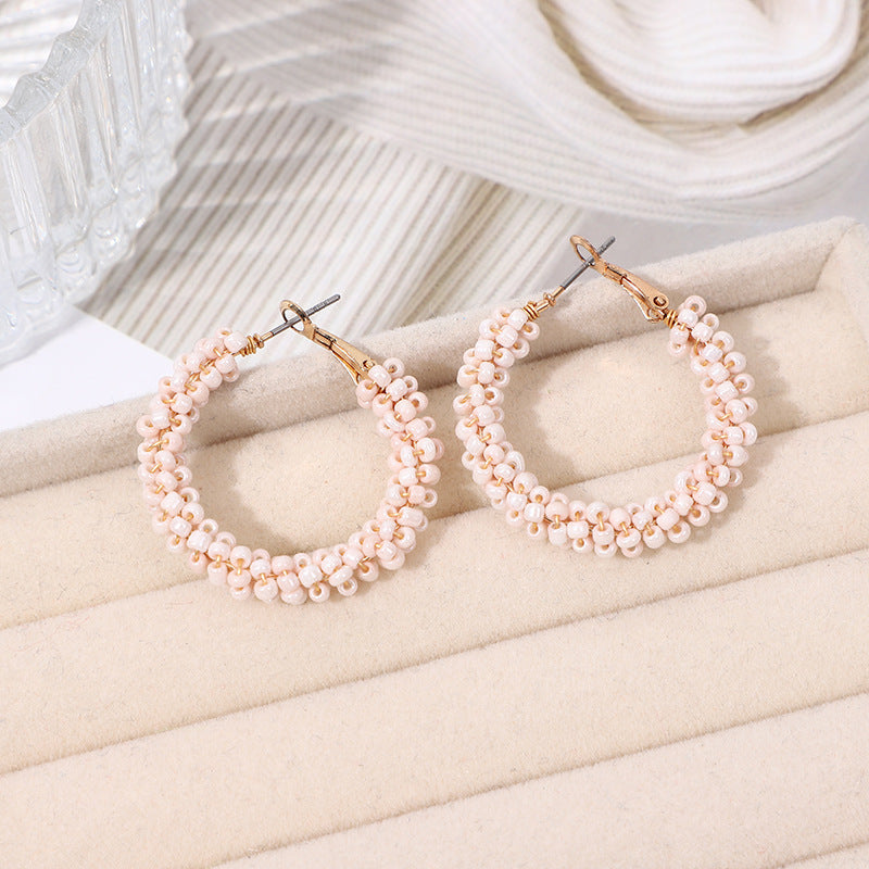 Boucles d'oreilles rondes en perles de verre de style bohème pour femmes