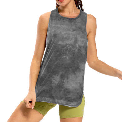 Top de yoga holgado con estampado tie-dye para mujer