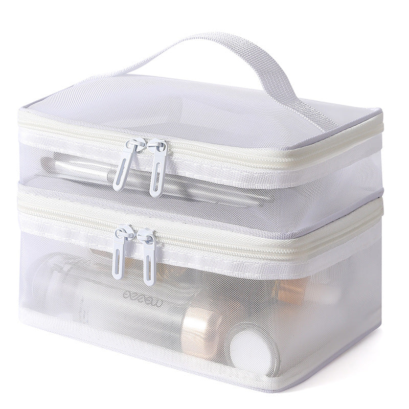 Women Simple Double-Layer Transparent Cosmetic Bag