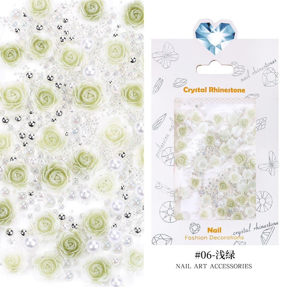 Décoration d'ongles créative en résine florale tridimensionnelle pour femmes, motif rose