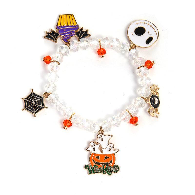Pulsera fantasma con cabeza de calabaza esmaltada para Halloween