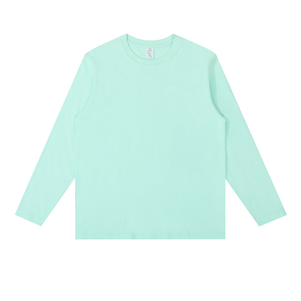 Camiseta informal de manga larga en blanco de color liso para hombre y mujer