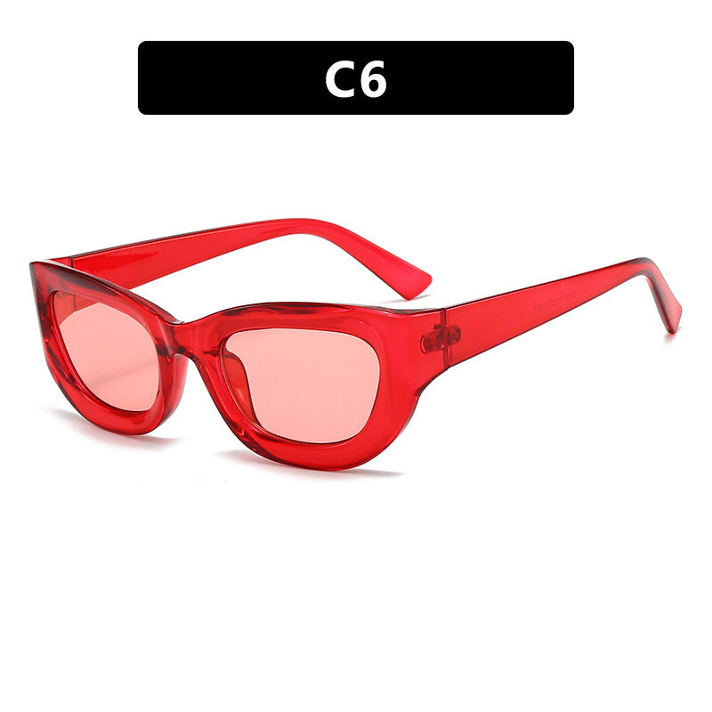 Gafas de sol estilo gato, anti-UV, de color sólido, a la moda para mujer