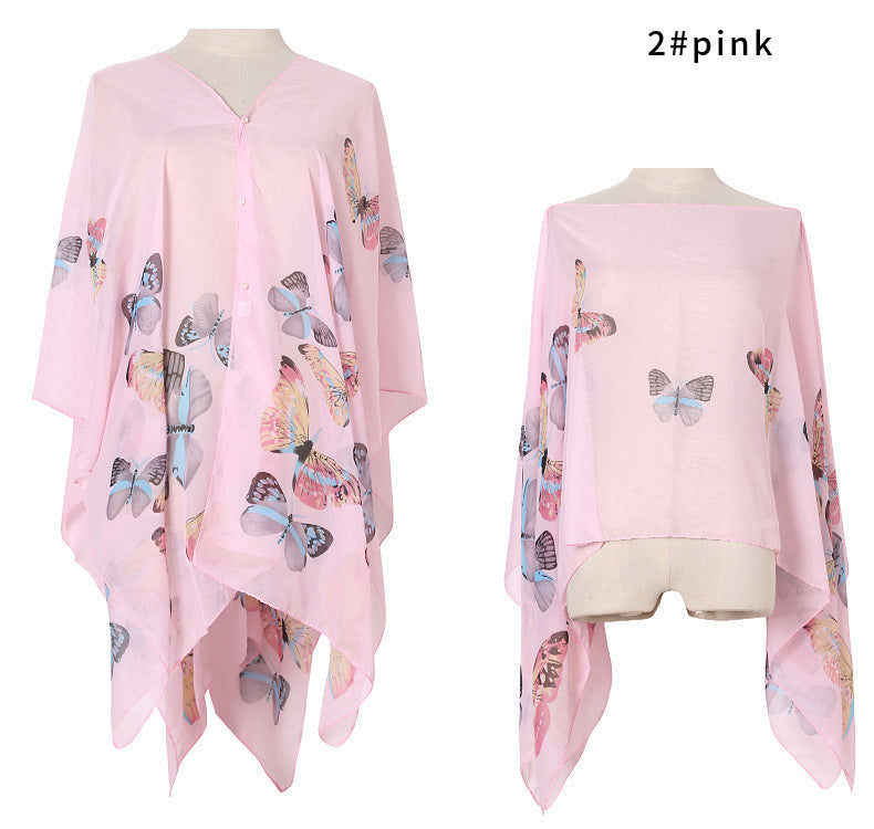 Chal de verano con estampado de mariposas para mujer