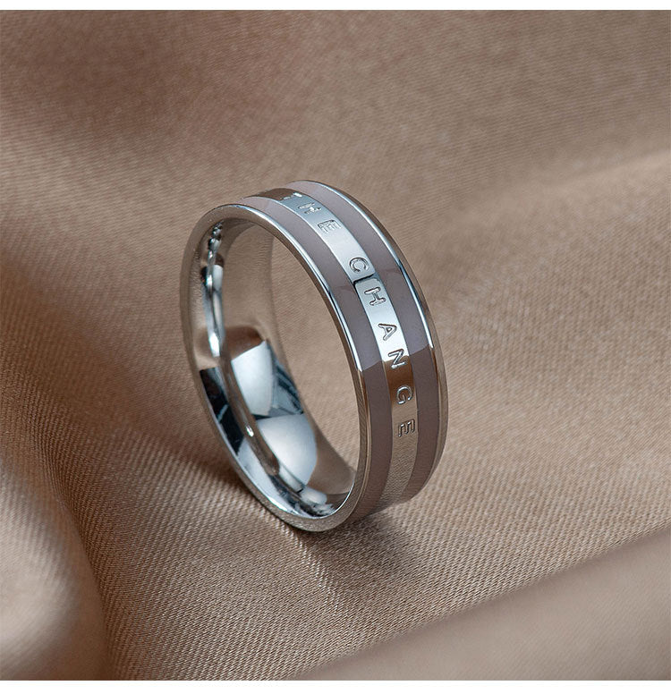 Women Fashion Simple 18k Rose Gold Oil Titanium Steel Ring