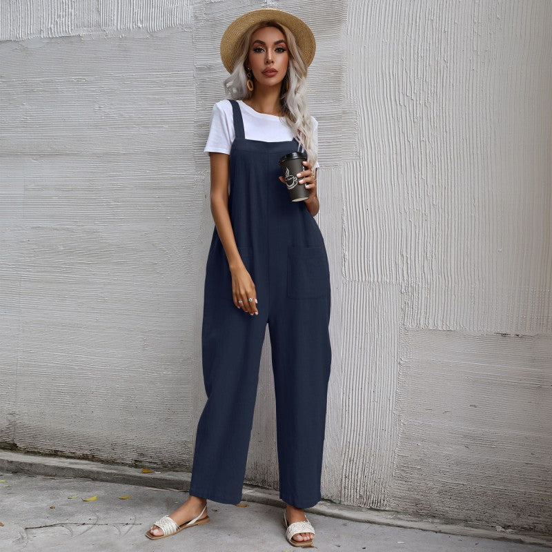 Cozy Cotton Linen Women's Sleeveless Jumpsuit