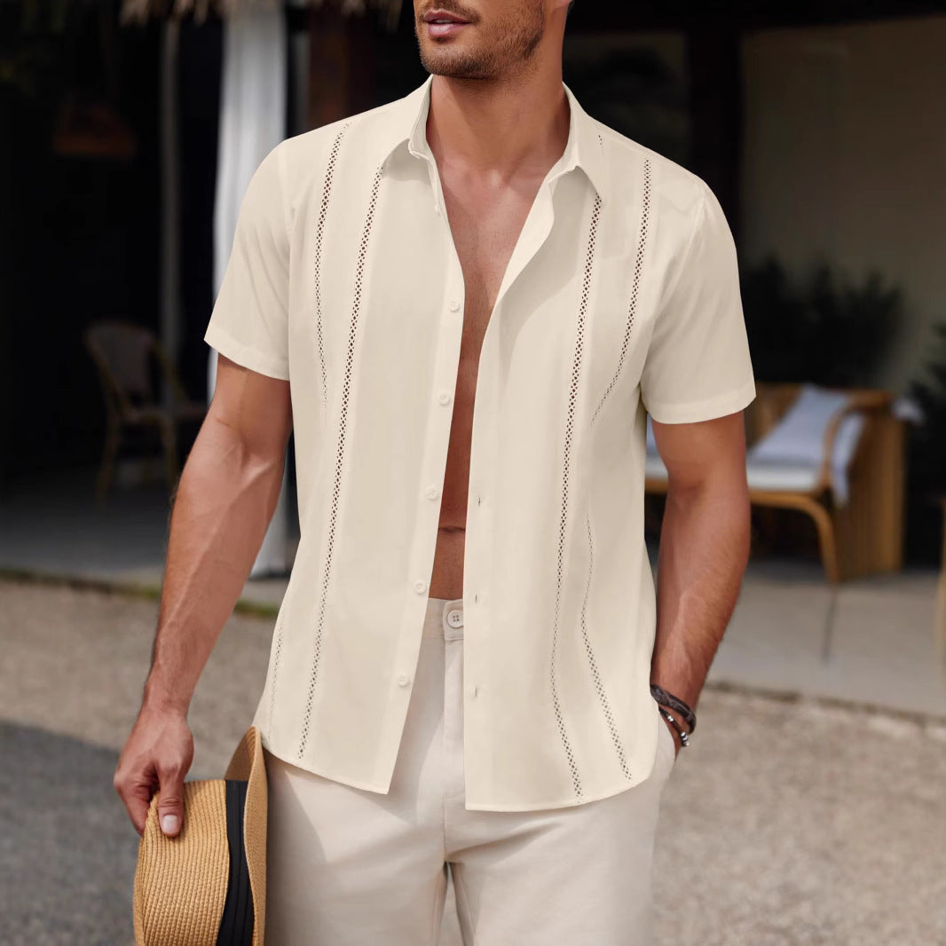 Men's Fashion Casual Solid Color Short-Sleeve Shirt