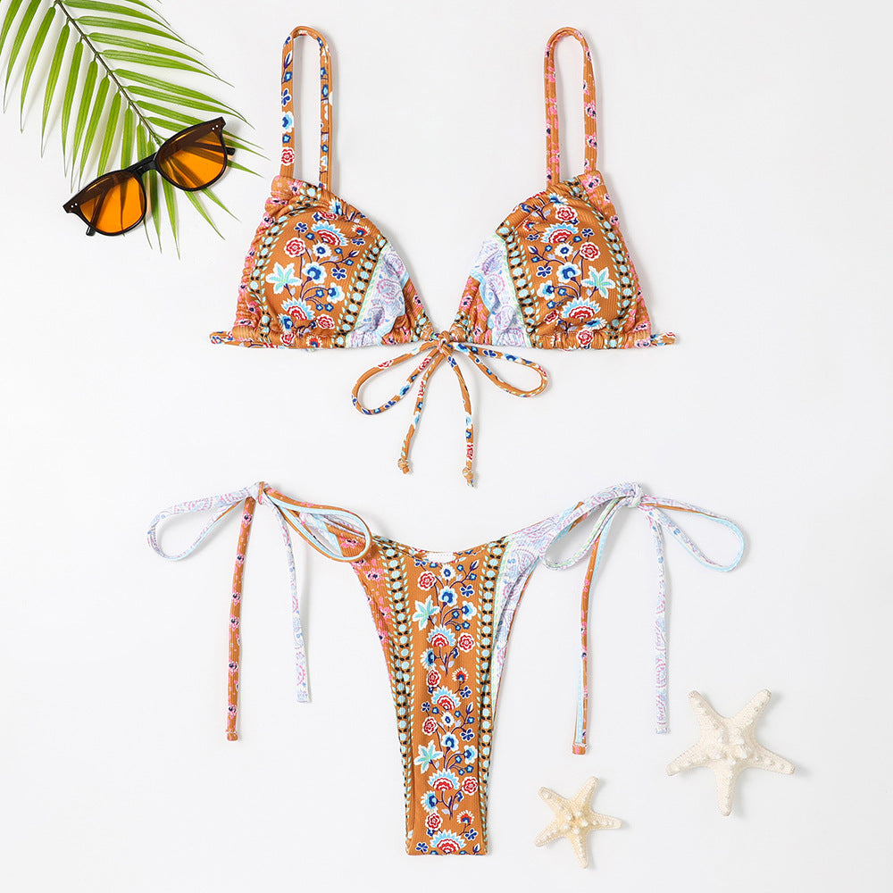 Summer Beach Vacation Women Bikini Tiny Flower Print