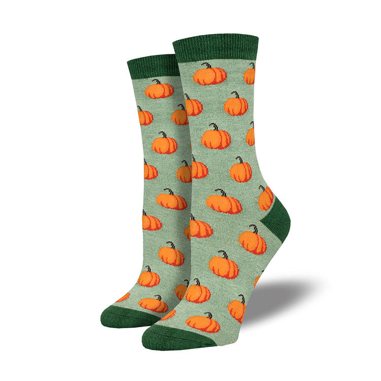 Chaussettes tube jacquard amusantes et créatives à motif citrouille pour Halloween
