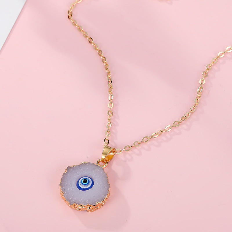 Bohemian Resin Imitation Gemstone Luck Eye Necklace