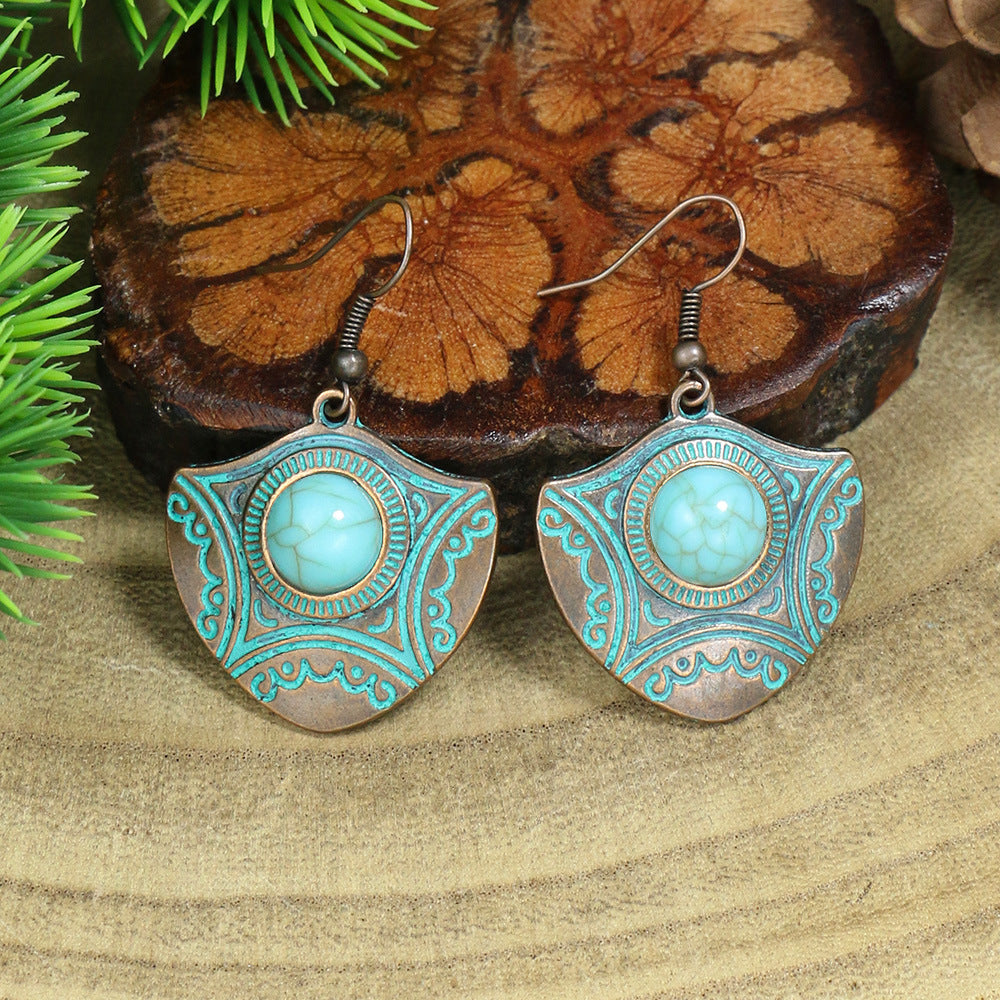 Boucles d'oreilles à pampilles turquoise de style ethnique bohème