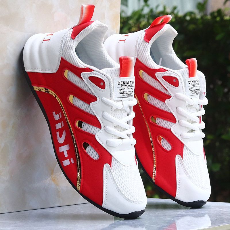 Zapatillas deportivas informales de malla transpirable con bloques de color para hombre