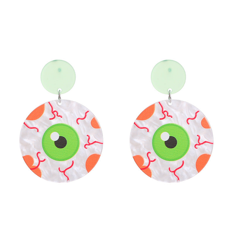Halloween Women Fashion Funny Acrylic Pumpkin Cat Earrings