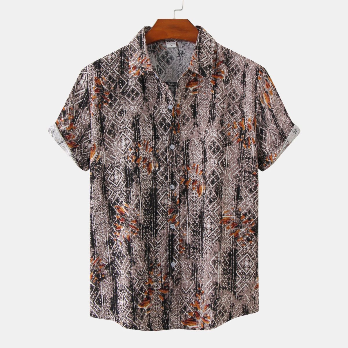 Camisa de verano para hombre con rayas y flores diminutas en 3D