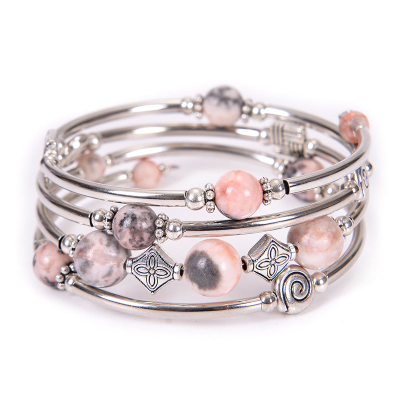 Pulsera de turquesa natural bohemia de moda para mujer