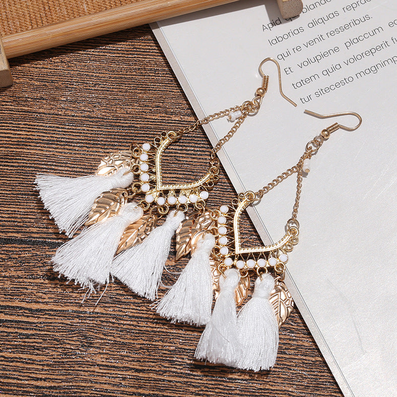 Pendientes con borlas retro de estilo étnico bohemio