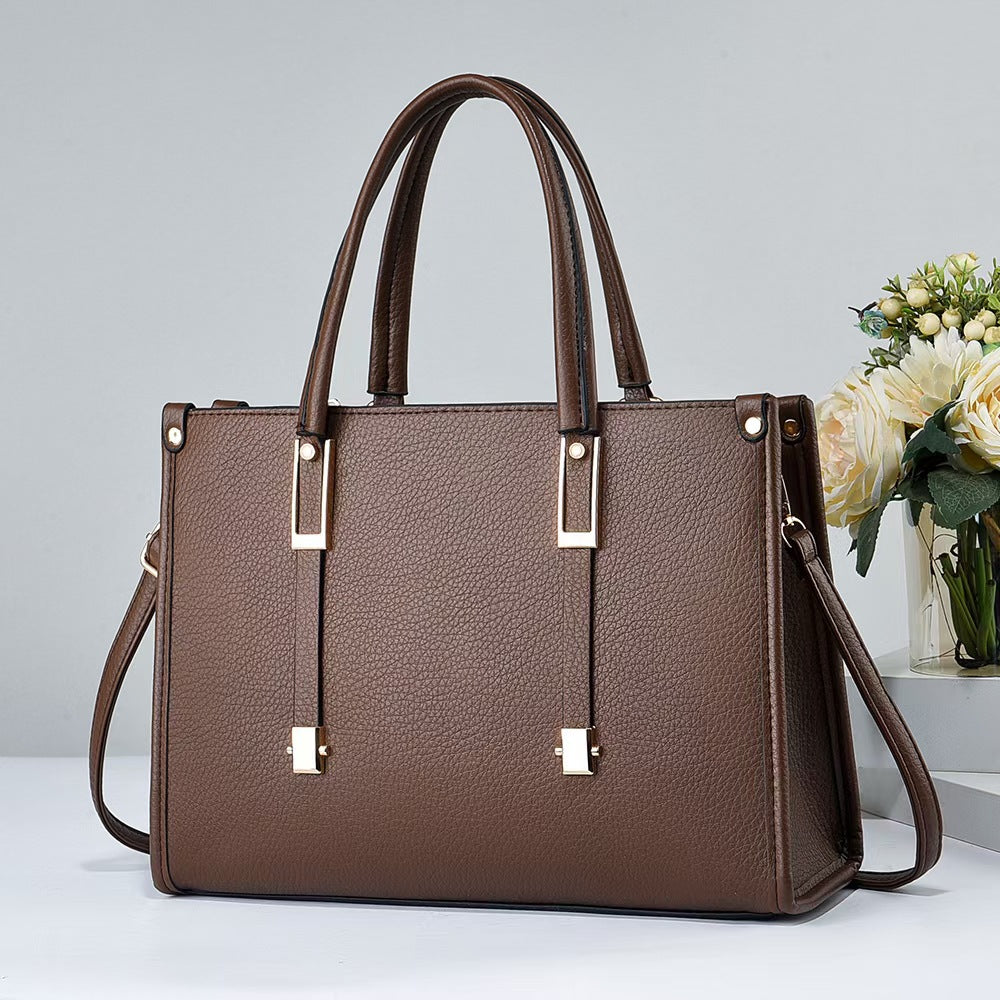 Women Large Capacity PU Work Bag with Zipper Closure