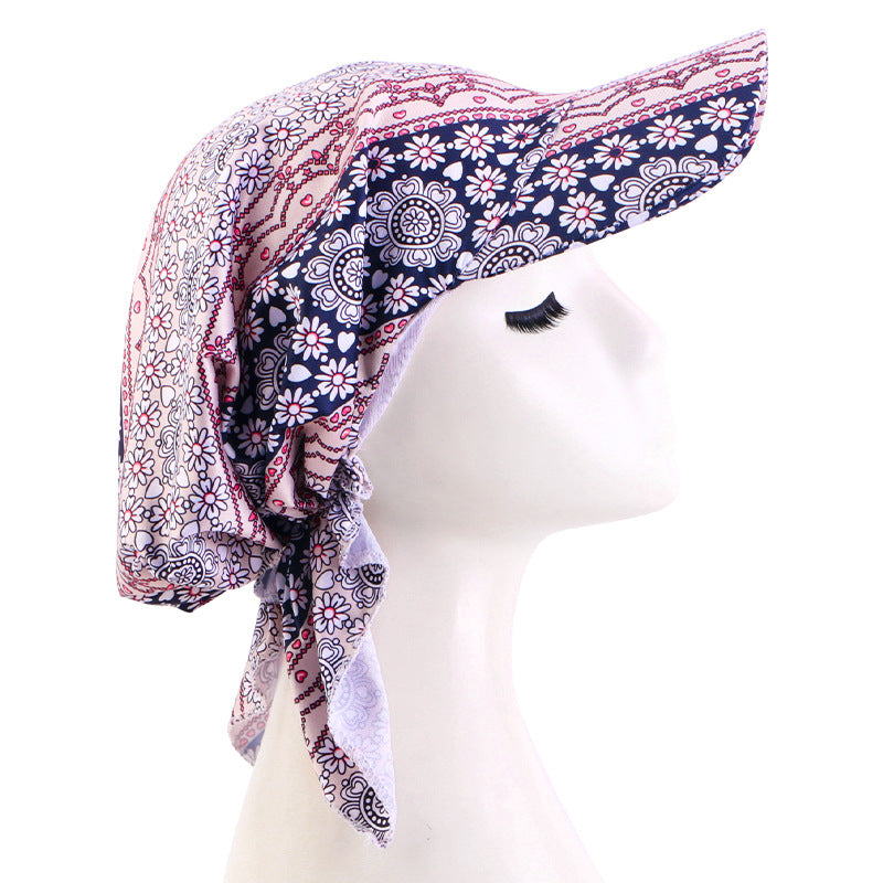 Women Casual Cashew Printed Long Lace-Up Hat