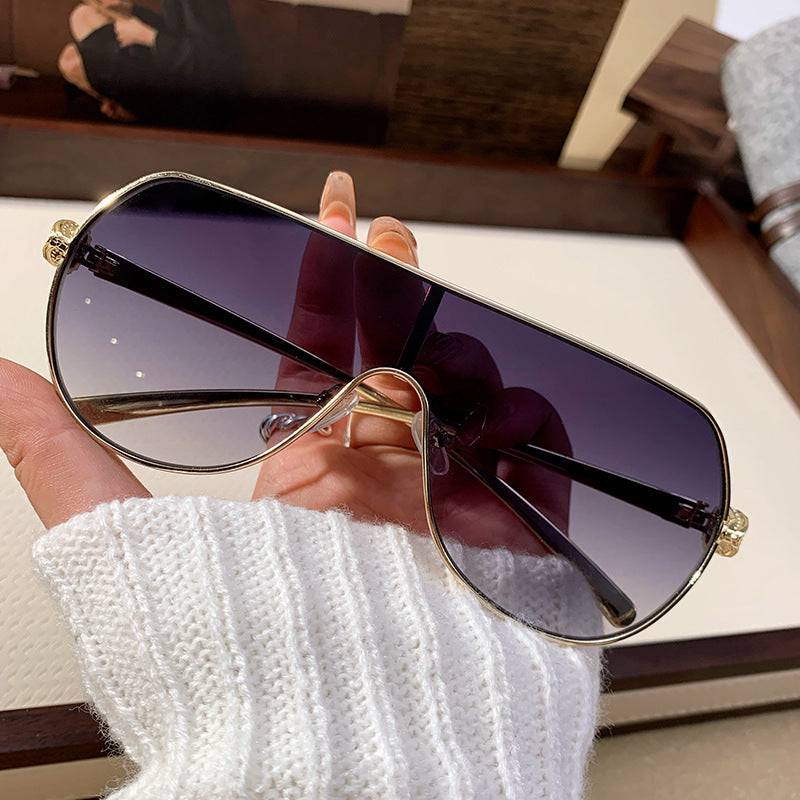 Fashion One-Frame Sunglasses - Trendy Metal Goggles