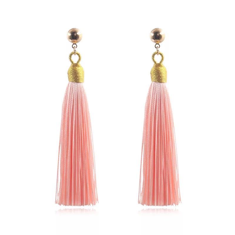 Bohemian Gold Wire Pull Hoop Tassel Earrings