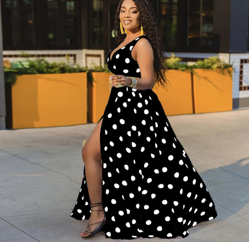 Summer Vacation Women Polka Dot Maxi Dress