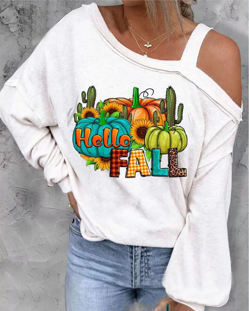 Sudadera con hombros descubiertos y efecto 3D para Halloween para mujer