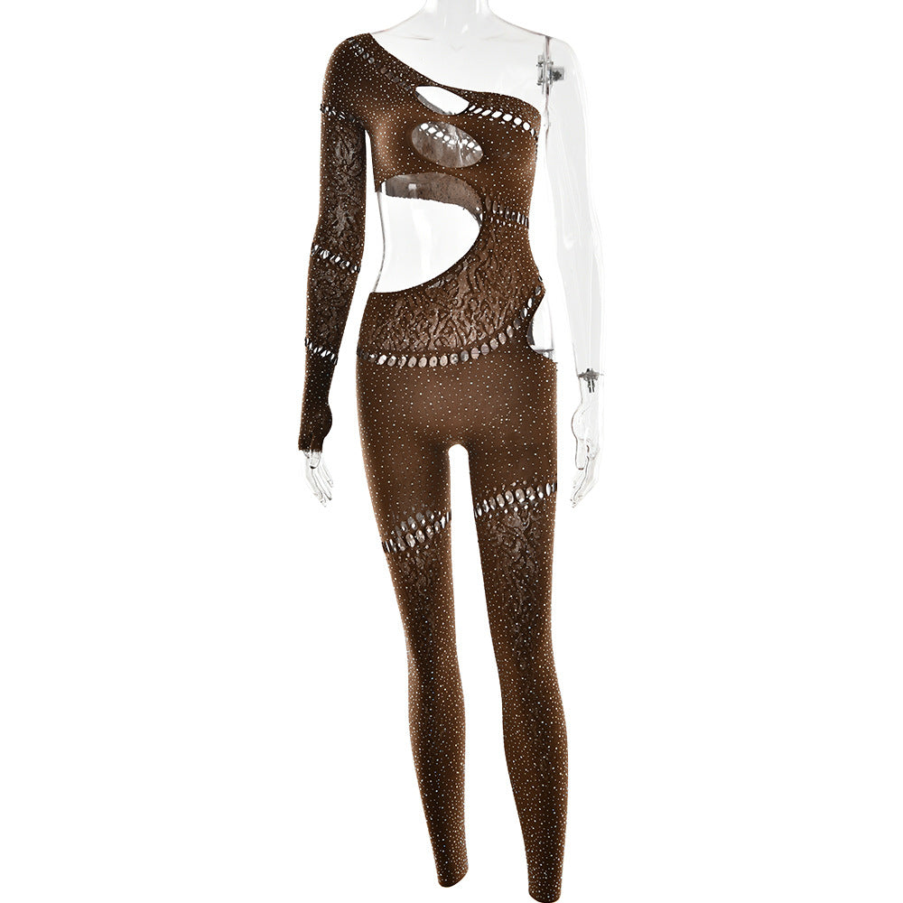 Combinaison à manches longues avec strass pour femme