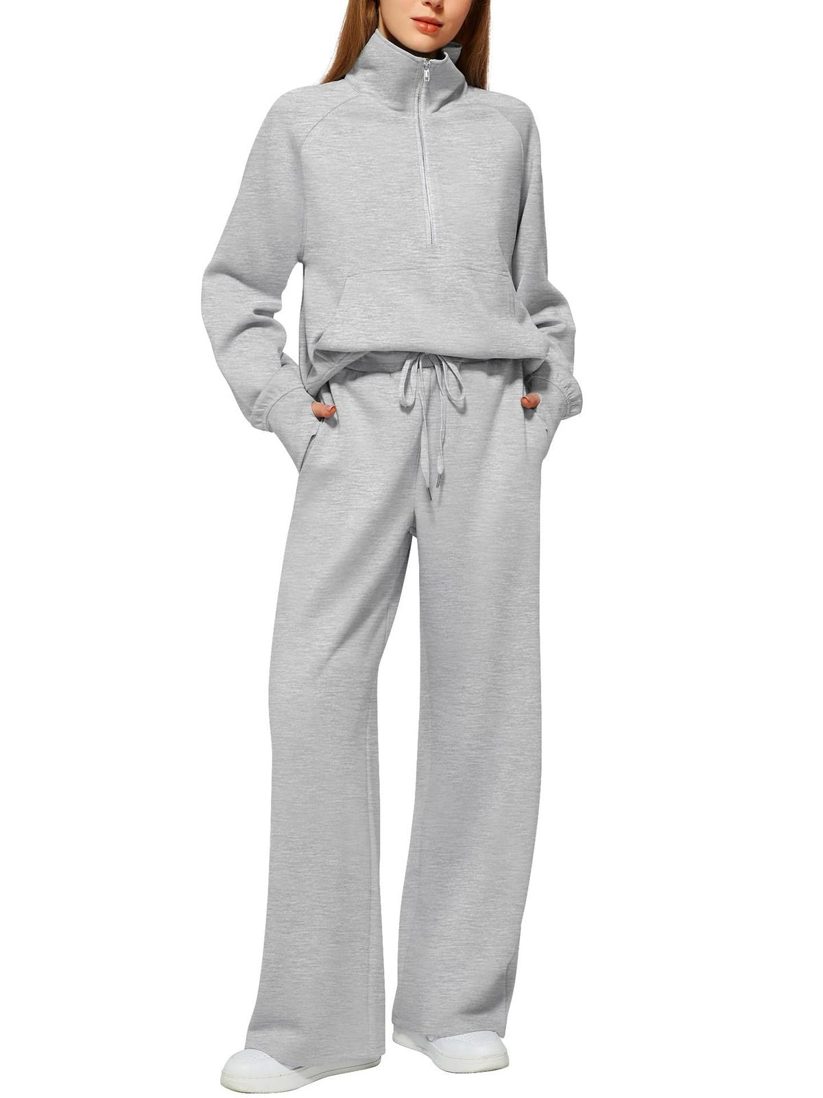 Oversized Women Two-Piece Hoodie and Wide-Leg Pants Set