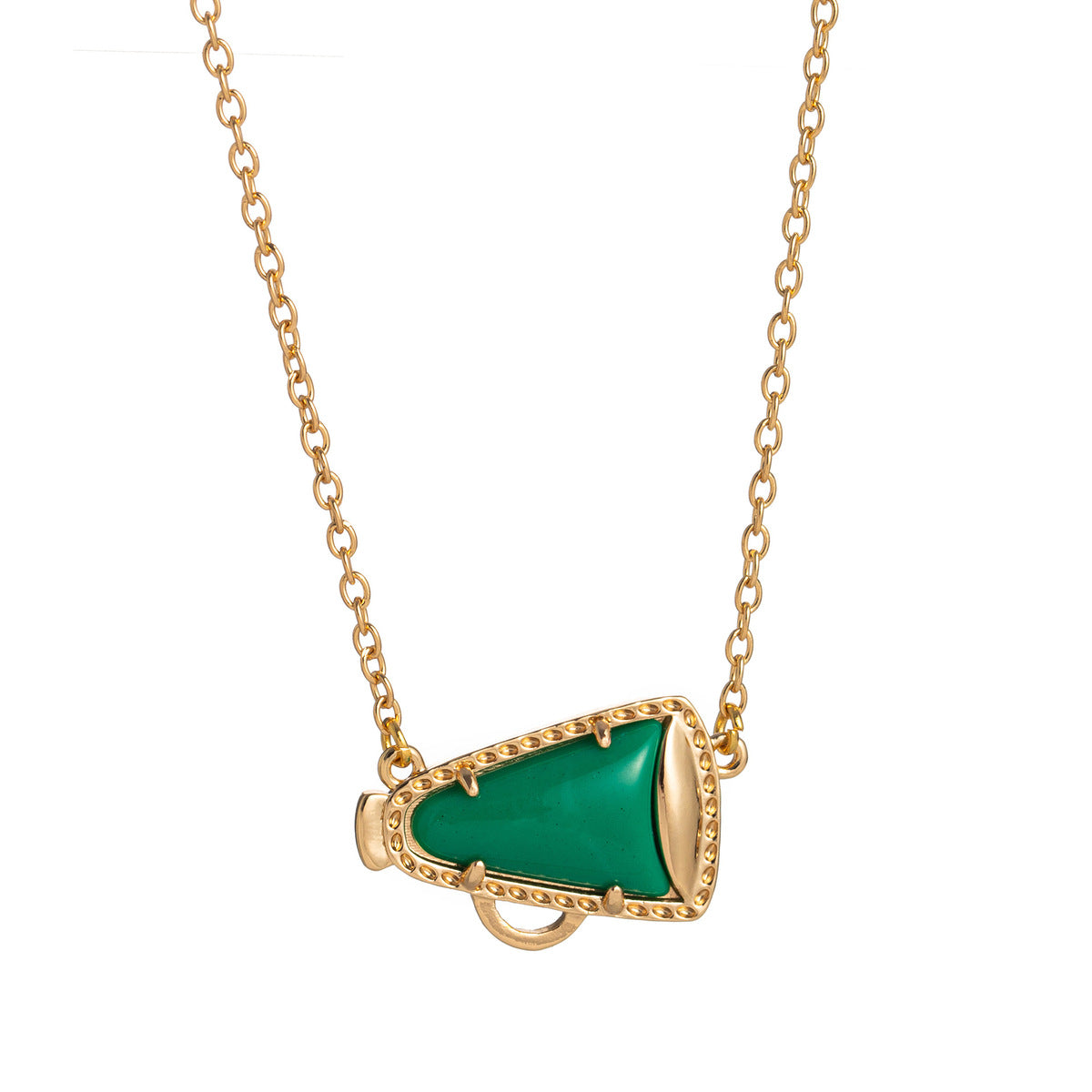 Collar sencillo de cuerno con gotero de aceite para mujer, con colgante geométrico de nácar.
