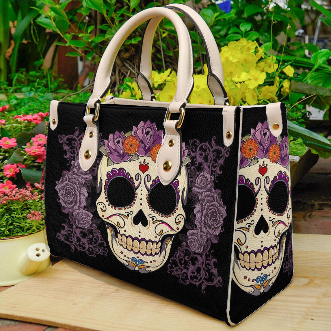Sac à main en PU imprimé tête de mort pour femme, motif dessin animé d'Halloween