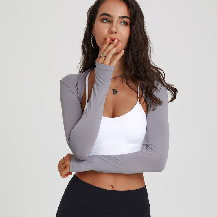 Women Yoga Long Sleeve Blouse - Solid Color