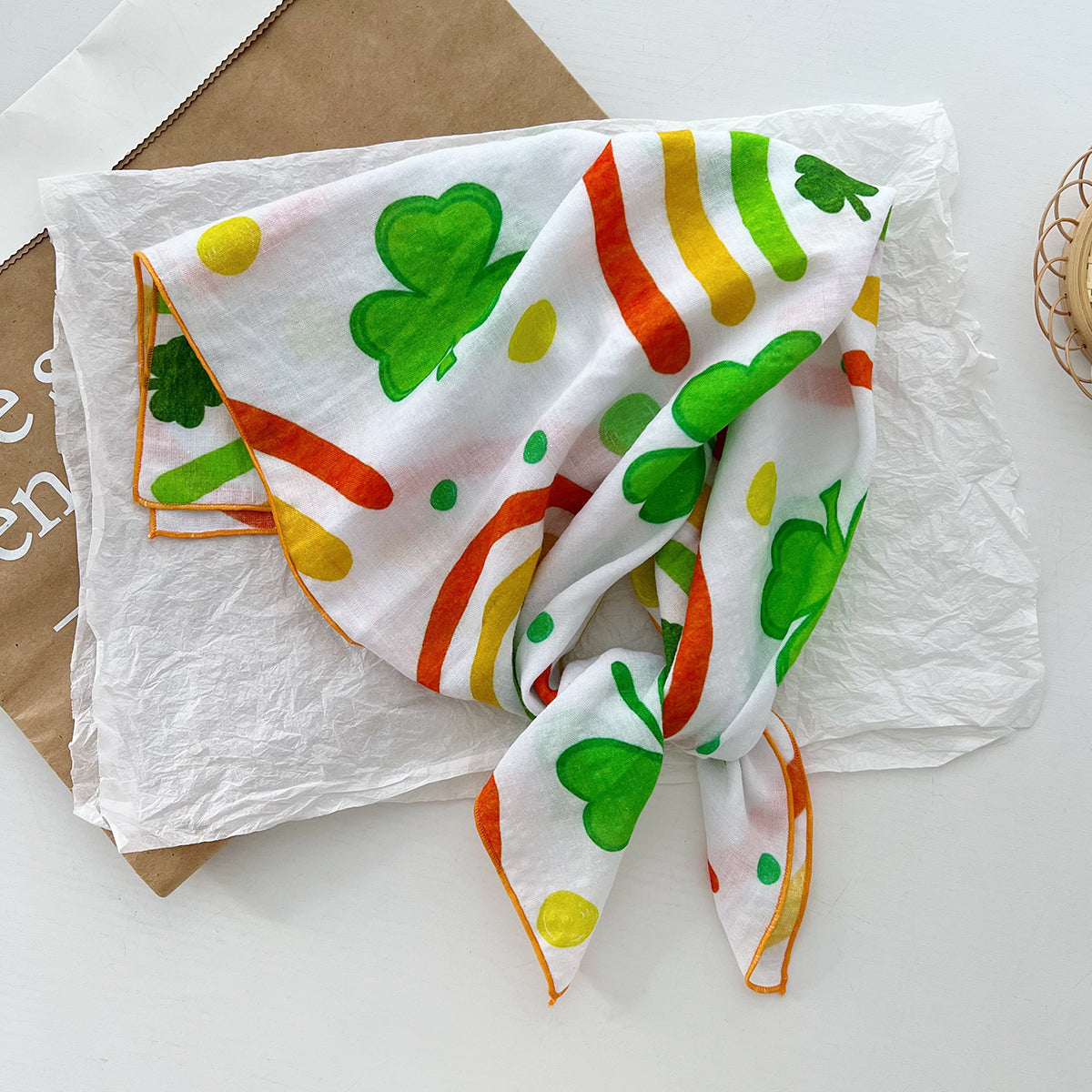 Bufanda de seda cuadrada con estampado floral informal para mujer, accesorio de moda de algodón