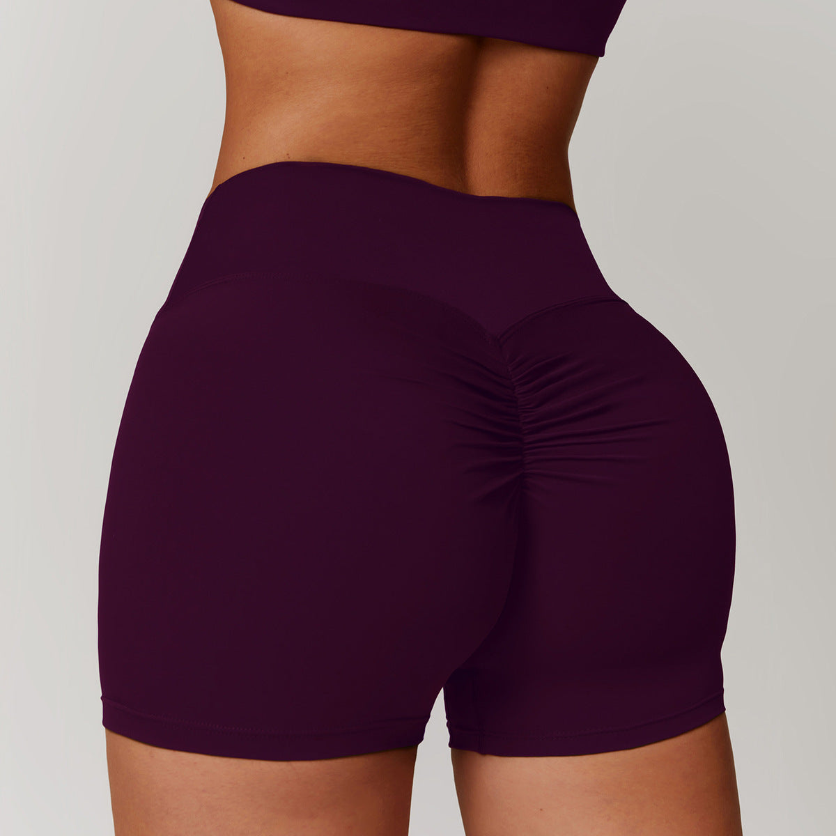 Short de yoga taille haute décontracté et tendance pour femme, couleur unie